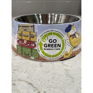 "English Kit-Tea" 5” Cat Bowl Go Green Bamboo Kitty Feeding Removable Stainless